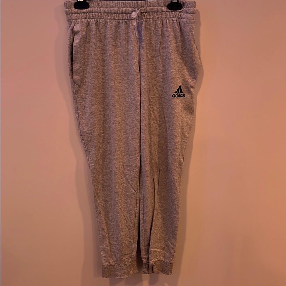 Adidas Gray Sweatpants Elastic Cuffs Relaxed Fit